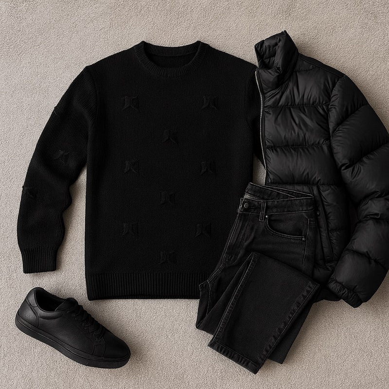 پلیور زاپ دار مشکی مردانه مدلDeta