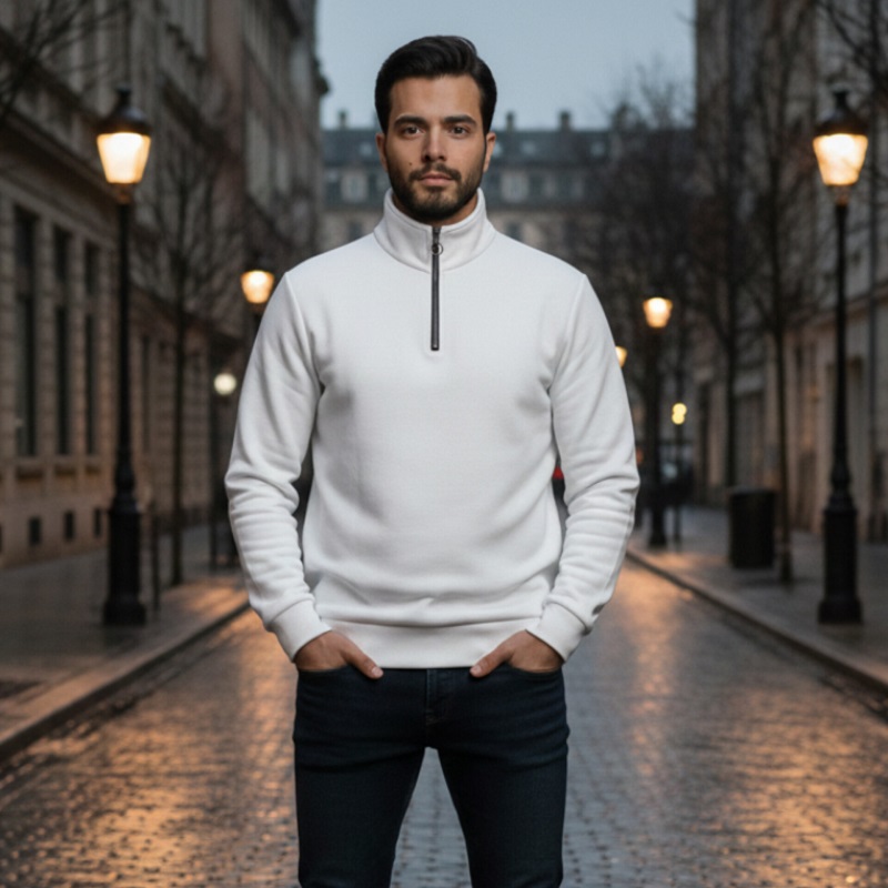 دورس مردانه نیم زیپ مدل Behbod-سفید